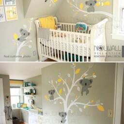 Removable Grey Koala Bear Wall Decal On Branches Animal Baby Wall Decals Sticker Decor - thumbnail 2