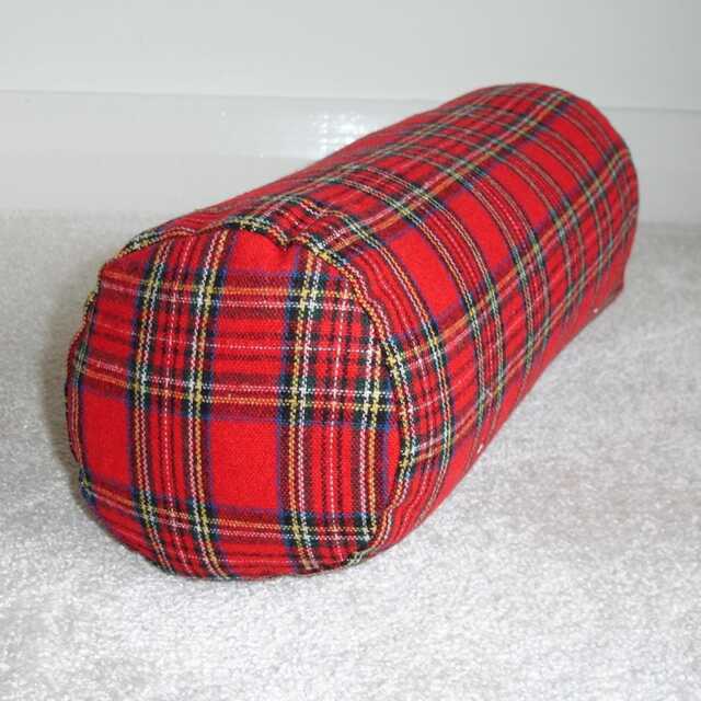 "Royal Stewart Tartan Bolster Pillow Cover Red Plaid Wool Feel Fabric Check Scottish 6x16 8x18 Cylinder Cushion Case Round Ended End 16"" 18" - image 1