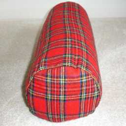 "Royal Stewart Tartan Bolster Pillow Cover Red Plaid Wool Feel Fabric Check Scottish 6x16 8x18 Cylinder Cushion Case Round Ended End 16"" 18" - thumbnail 3