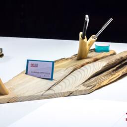 Handcrafted Driftwood Desk Organizer Pen, Card, Candle Holder - thumbnail 2