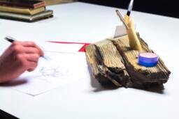 Handcrafted Driftwood Desk Organizer Pen, Card, Candle Holder - thumbnail 1