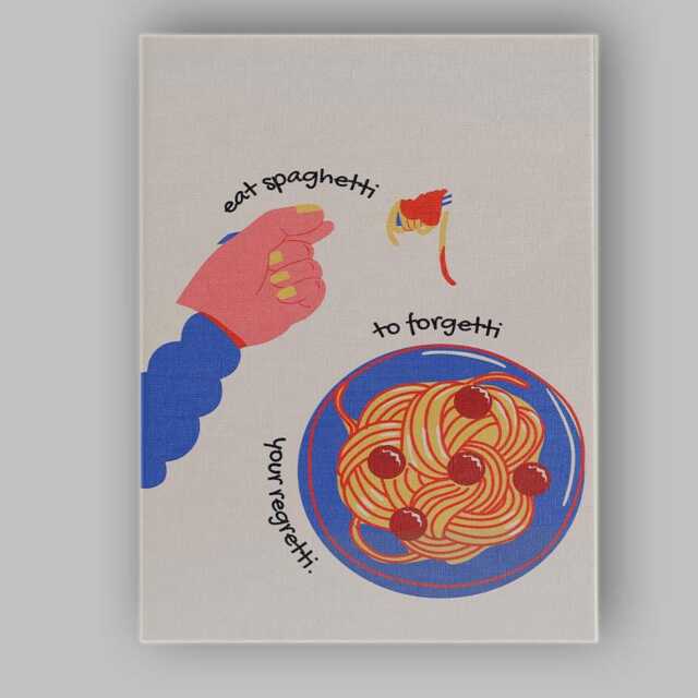 Minimalist Funny Eat Spaghetti Quote Kitchen Illustration Canvas Wall Art Print Decor Picture Ready To Hang - image 1