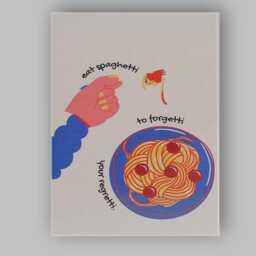 Minimalist Funny Eat Spaghetti Quote Kitchen Illustration Canvas Wall Art Print Decor Picture Ready To Hang - thumbnail 1
