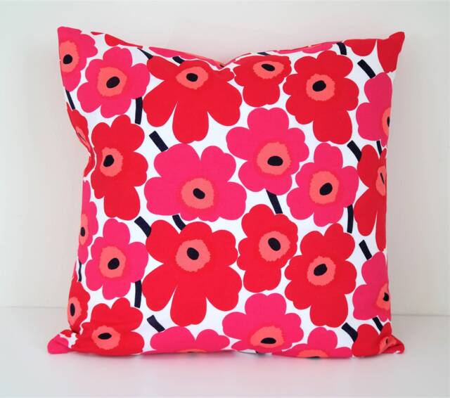 "Double Sided 18"" Marimekko Mini Unikko Pillow Cover. 100% Cotton Fabric. For Cushion Size 45x45 cm - 18""x18" - image 1
