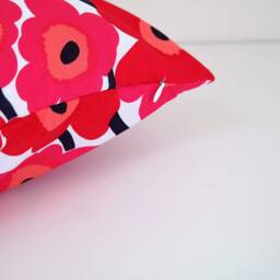 "Double Sided 18"" Marimekko Mini Unikko Pillow Cover. 100% Cotton Fabric. For Cushion Size 45x45 cm - 18""x18" - thumbnail 3
