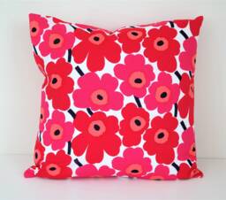 "Double Sided 18"" Marimekko Mini Unikko Pillow Cover. 100% Cotton Fabric. For Cushion Size 45x45 cm - 18""x18" - thumbnail 1