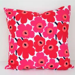 "Double Sided 18"" Marimekko Mini Unikko Pillow Cover. 100% Cotton Fabric. For Cushion Size 45x45 cm - 18""x18" - thumbnail 2