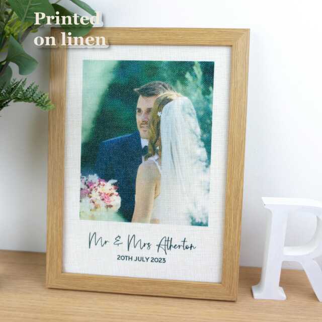 Wedding Couples Photograph Printed On Linen - Custom 4Th Anniversary Gift - image 1