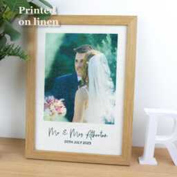 Wedding Couples Photograph Printed On Linen - Custom 4Th Anniversary Gift - thumbnail 1