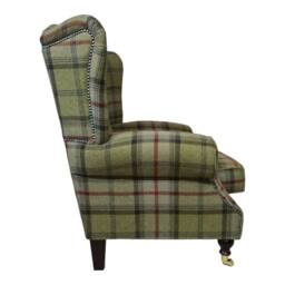 Wing Back Cottage Fireside Chair Balmoral Hunter Tartan Fabric - thumbnail 4