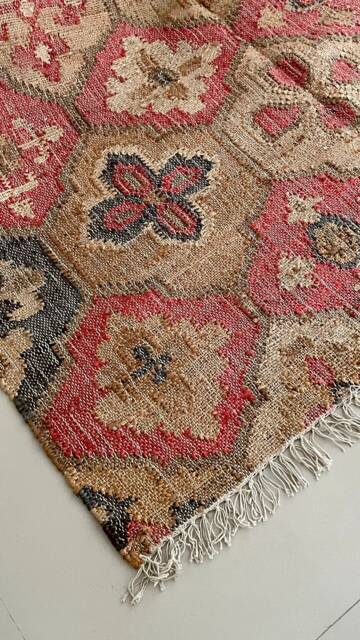 Handwoven Hemp-Cotton Kilim Rug, Turkish Oriental Style, 5x8 - image 1