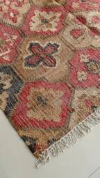 Handwoven Hemp-Cotton Kilim Rug, Turkish Oriental Style, 5x8