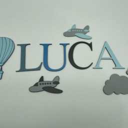 Painted Wooden Toy Box Letters Airplane & Cloud Decor - thumbnail 4