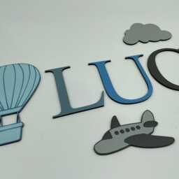 Painted Wooden Toy Box Letters Airplane & Cloud Decor - thumbnail 3