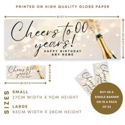 Personalised Birthday Banner - Cheers To Years Champagne Bottle Party Decor Custom Name Decoration, 18Th, 21st, 30Th, 40Th, 50Th - thumbnail 3