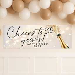 Personalised Birthday Banner - Cheers To Years Champagne Bottle Party Decor Custom Name Decoration, 18Th, 21st, 30Th, 40Th, 50Th - thumbnail 1