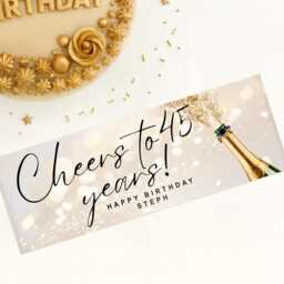 Personalised Birthday Banner - Cheers To Years Champagne Bottle Party Decor Custom Name Decoration, 18Th, 21st, 30Th, 40Th, 50Th - thumbnail 2