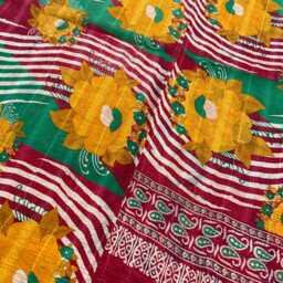 Handmade Patchwork Kantha Quilt Reversible Block Print Cotton Throw Blanket Bed Cover - thumbnail 2
