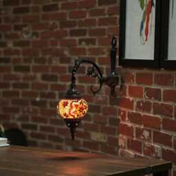 Handmade Turkish Mosaic Wall Sconce, Colorful Glass Lamp - thumbnail 1