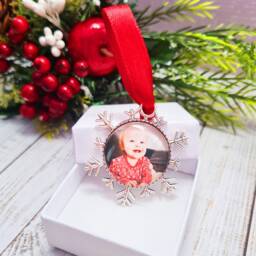 Personalized Photo Christmas Ornament Custom Snowflake Bauble