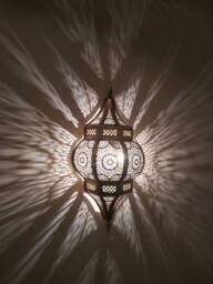 Handmade Moroccan Brass Wall Light Sconce Engraved Geometric Design