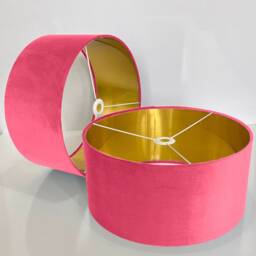 New High Quality Upholstery Candy Pink Velvet Lamp Shade Pendant Light With Metallic Lining Colour Code 163 Suitable For All Lamps - thumbnail 3