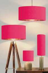 New High Quality Upholstery Candy Pink Velvet Lamp Shade Pendant Light With Metallic Lining Colour Code 163 Suitable For All Lamps - thumbnail 1