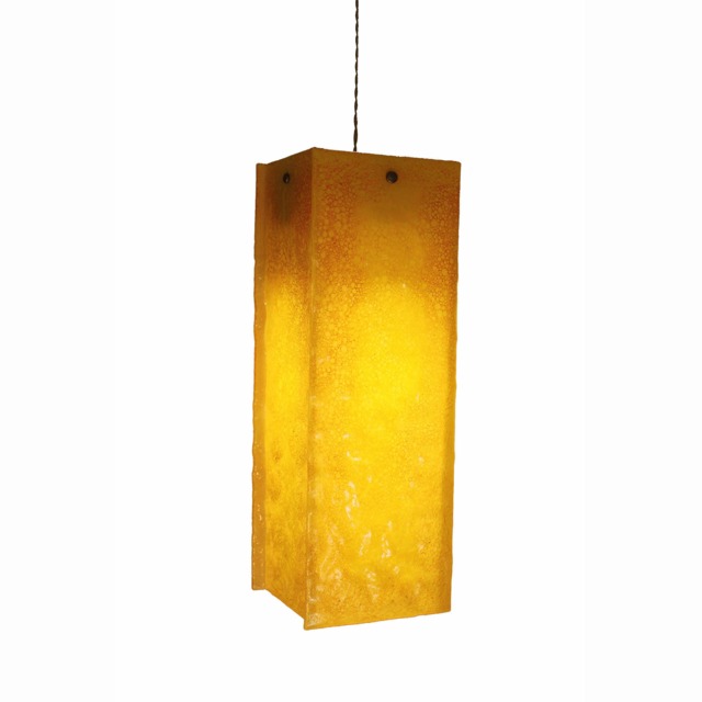 Fused Glass Pendant Light Warm Yellow Artistic Ceiling Fixture - image 1