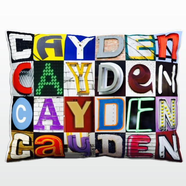 Personalized Pillow Featuring Cayden in Photos Of Sign Letters Custom Couch Cushions Colorful Pillows Photo Pillow Sofa Pillows