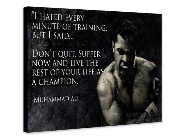 Muhammad Ali Boxing Quote - Don't Quit Wrapped Framed Canvas Rolled Photo/Poster Print - image 1