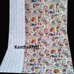 Crazy 2 Layer Unique Blue Queen/King Size Handmade Bed-Cover, Bedspread, Blanket, Coverlet, Linen Bed Sheet, 100% Cotton, Indian Kantha Quilts - thumbnail 4