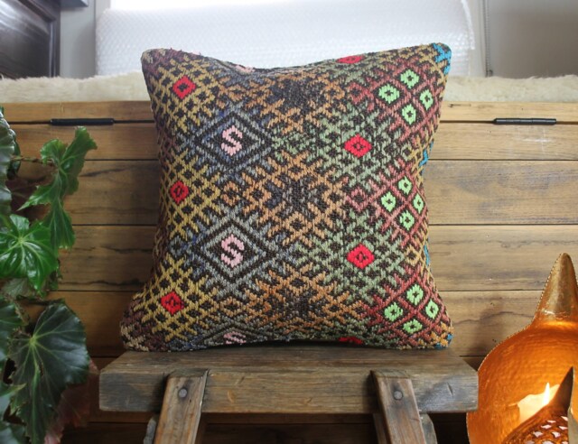 40cm - 16Inch Vintage Kilim Cushion Cover Handwoven - Accent Decorative - image 1