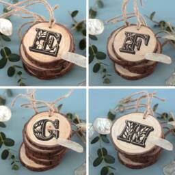 One Animal Letter Printed On A Wood Slice, Hand Printed, Original Animal's Alphabet - thumbnail 2