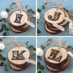 One Animal Letter Printed On A Wood Slice, Hand Printed, Original Animal's Alphabet - thumbnail 3