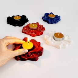 Handmade Ceramic Tea Light Holder Textured Candle Plate, Modern Table Decor - thumbnail 3