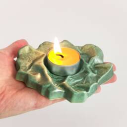 Handmade Ceramic Tea Light Holder Textured Candle Plate, Modern Table Decor