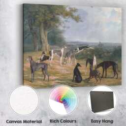 Traditional Greyhound Dogs in Country Estate Landscape Canvas Wall Art Print Decor Picture Ready To Hang - thumbnail 2