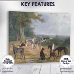 Traditional Greyhound Dogs in Country Estate Landscape Canvas Wall Art Print Decor Picture Ready To Hang - thumbnail 1