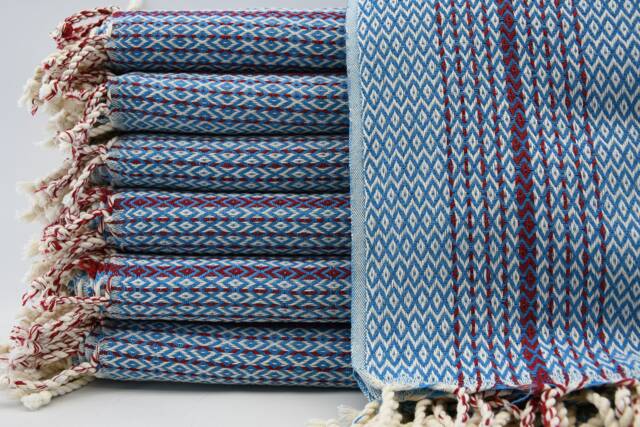 Small Diamond Towel, Turkish Beach Towel, Peshtemal, 40''x70'', Turquoise Towel, Red Striped Towel, Beach Towel, B2-K??rm??z?? - image 1
