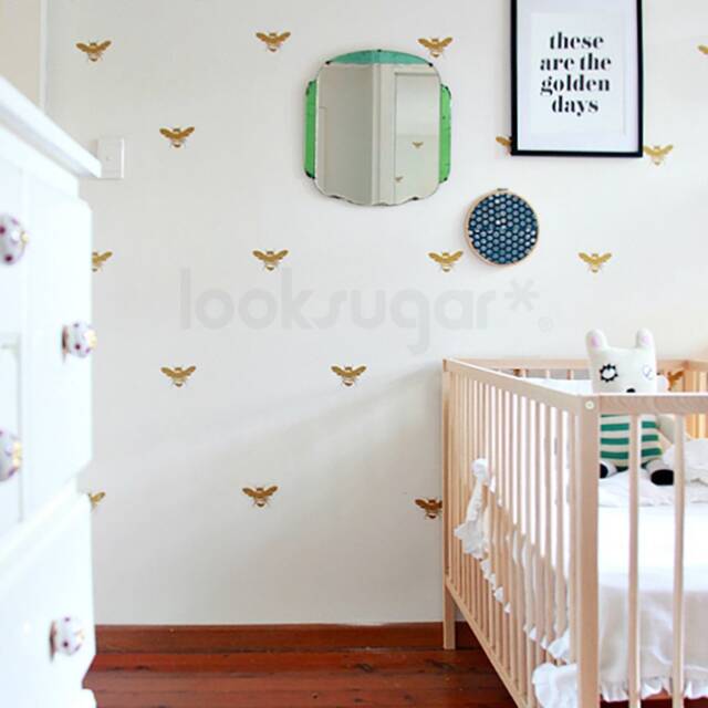 Removable Bee Decals - Stickers Nursery Wall Decal Elegant Golden Sophisticated Stylish Home D??cor Lswd-0124 - image 1
