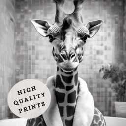 Funny Giraffe Bathroom Print, Safari Animal Toilet Wall Art, Quirky Guest Decor, Poster, Lover Gift - thumbnail 2