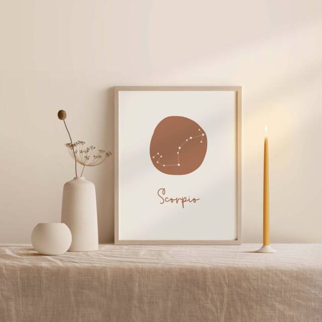 Scorpio Zodiac Constellation Print - Minimalist Wall Art - A5/A4 - image 1