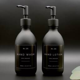 Matte Black Glass Soap Dispenser With Metal Pump Refillable, Eco-Friendly - thumbnail 3