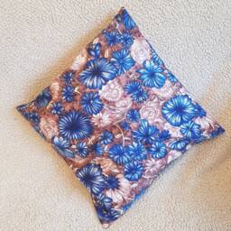 Blue Floral Pillow Cover Custom Lace Accent, Handmade - thumbnail 3