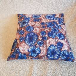 Blue Floral Pillow Cover Custom Lace Accent, Handmade - thumbnail 2