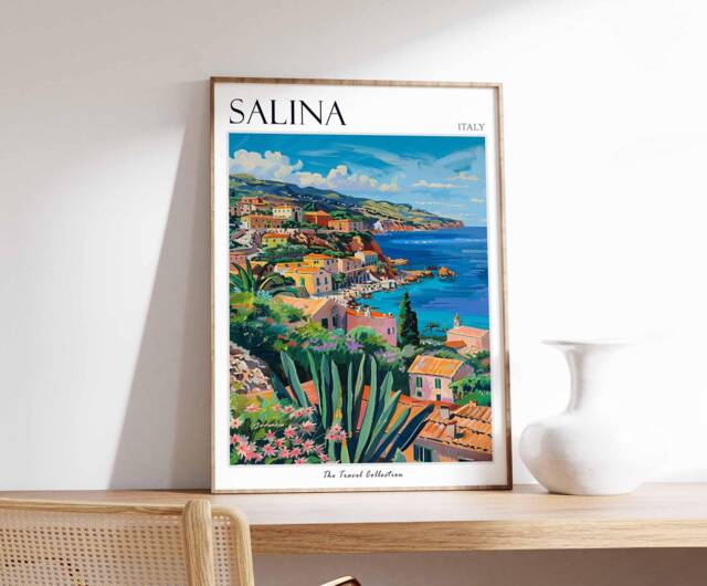 Salina Italy Travel Poster Aeolian Island Wall Art - image 1