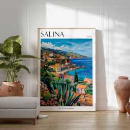 Salina Italy Travel Poster Aeolian Island Wall Art - thumbnail 3