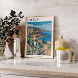 Salina Italy Travel Poster Aeolian Island Wall Art - thumbnail 2