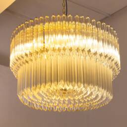 Large ??90 cm Made in Italy Pendant Chandelier With Vintage Murano Glass Squares, Design Chandelier - thumbnail 1