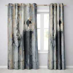 Minimalist Black Crow On Weathered Concrete Wall Unique Artwork For Bedroom Decor Readymade Eyelet Ring Top Thermal 100% Blackout Curtains